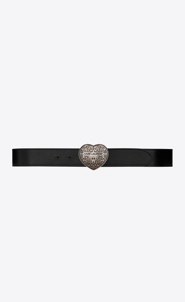 Belt with Saint Laurent Texan heart buckle in smooth leather